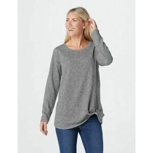 BELLE BY KIM GRAVEL NEW $62 Metallic French Terry Twist Hem Top Gray XXS